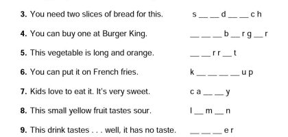 Food and Drinks Worksheet for English Vocabulary