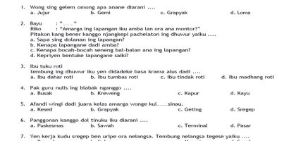 Ayo Nguri-nguri Basa Jawa Kumpulan Contoh Soal Bahasa Jawa Kelas 3 SD
