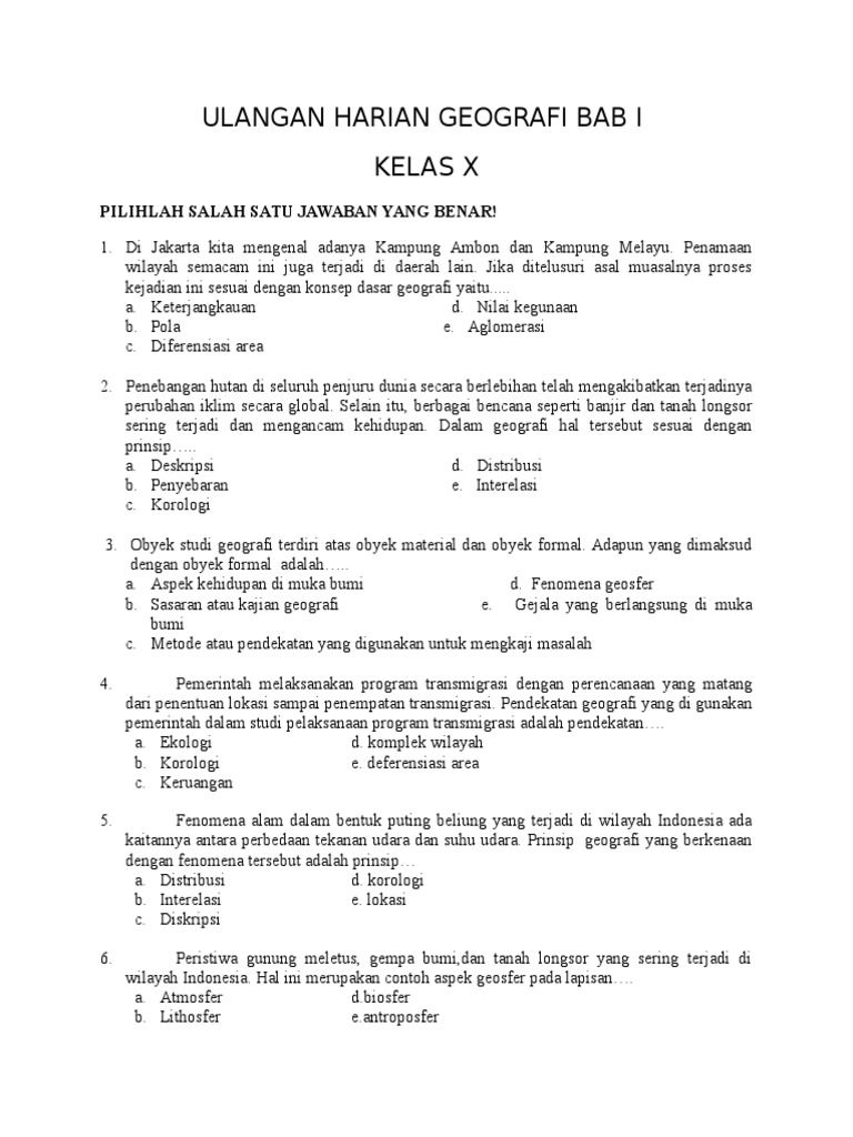 Sebelum Terlambat, Kuasai 5 Soal Geografi Kelas 10 Bab 1 Beserta Jawabannya di 2026