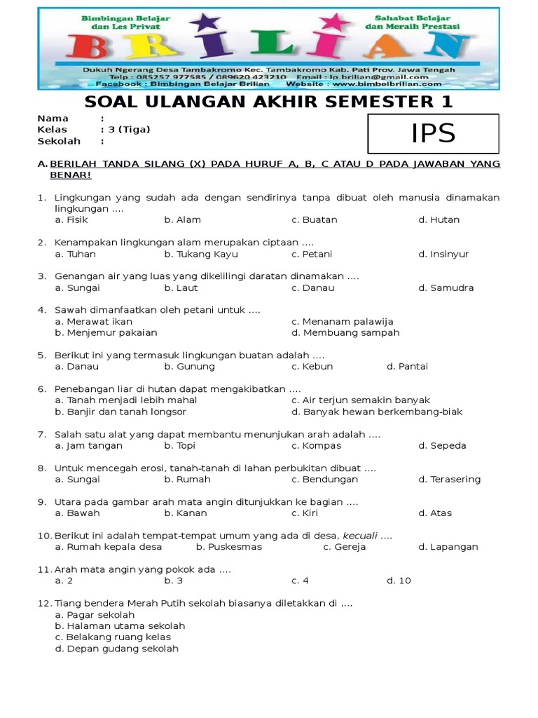 Sebelum Terlambat, Pelajari 5 Soal IPS Kelas 3 Semester 2 Paling Sulit di 2026 Sebelum Terlambat, Pelajari 5 Soal IPS Kelas 3 Semester 2 Paling Sulit di 2026