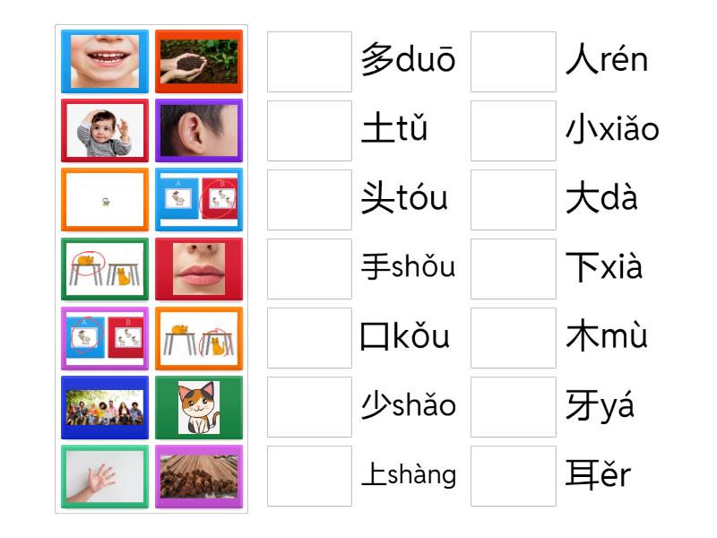 Soal Latihan Mandarin kelas 1 SD semester 1 - Match up
