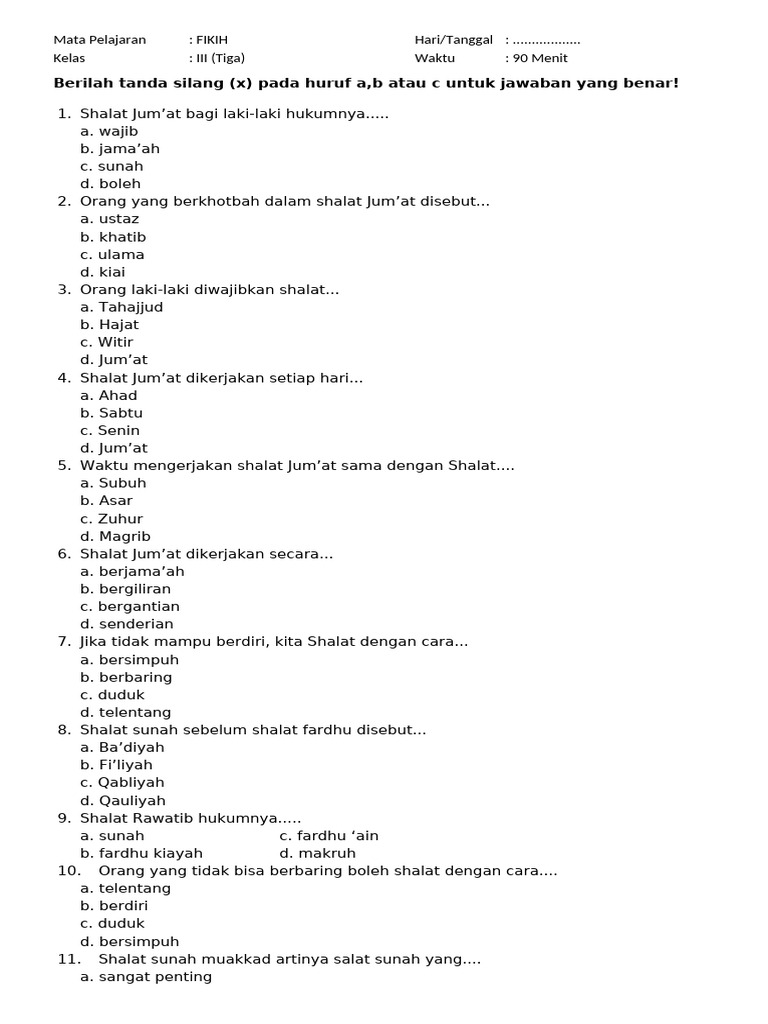 Ternyata 5 Soal Fiqih Kelas 3 Semester 1 Ini Paling Sering Bikin Siswa Bingung di 2026 Ternyata 5 Soal Fiqih Kelas 3 Semester 1 Ini Paling Sering Bikin Siswa Bingung di 2026
