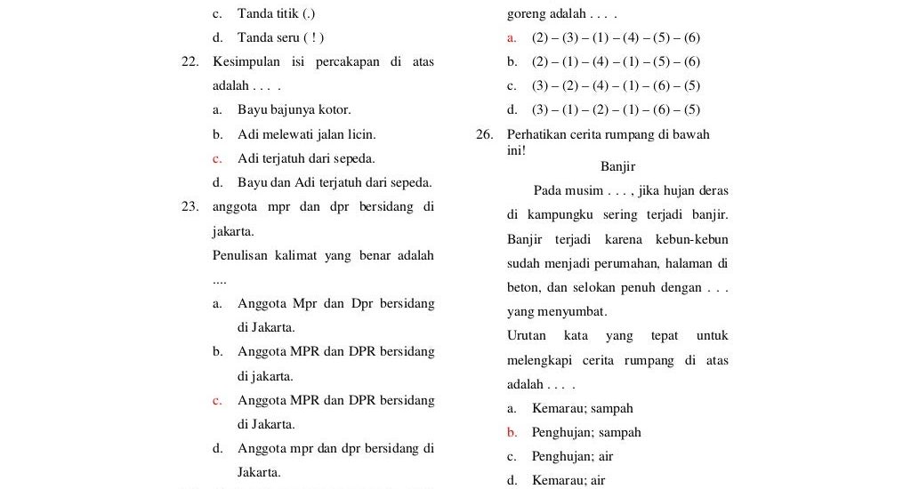 soal bahasa sunda kelas 4 semester 1 dan kunci jawaban