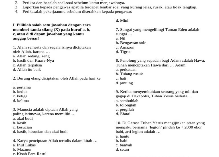 5 Contoh Soal Ujian Agama Kristen Kelas 4 SD Semester 2 yang Wajib Dipelajari Siswa