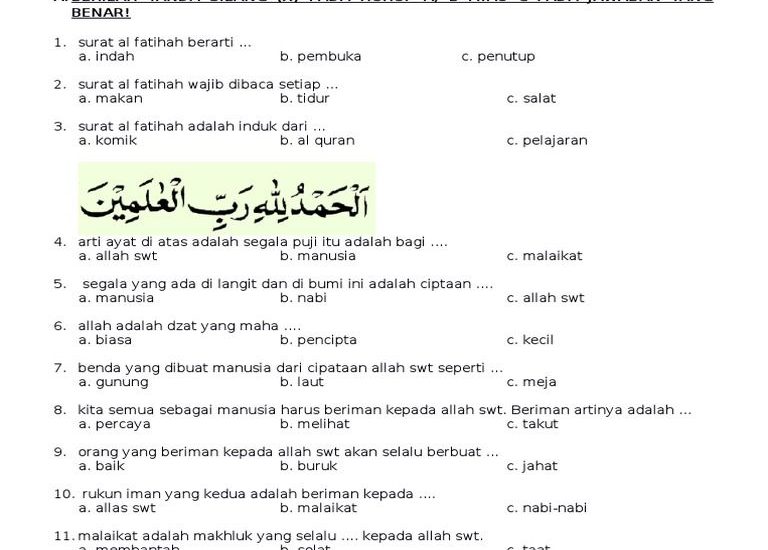5 Contoh Soal Ujian Aqidah Kelas 4 Semester 1 untuk Muhammadiyah Wajib Tahu Agar Anak Lulus