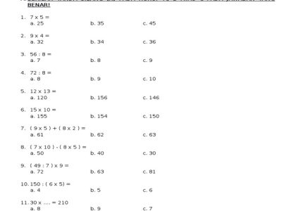 7 Contoh Soal UH Matematika Kelas 4 SD Semester 2 yang Ternyata Sering Muncul di Ujian