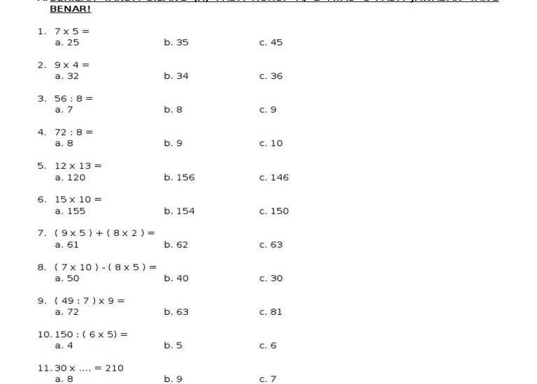 7 Contoh Soal UH Matematika Kelas 4 SD Semester 2 yang Ternyata Sering Muncul di Ujian
