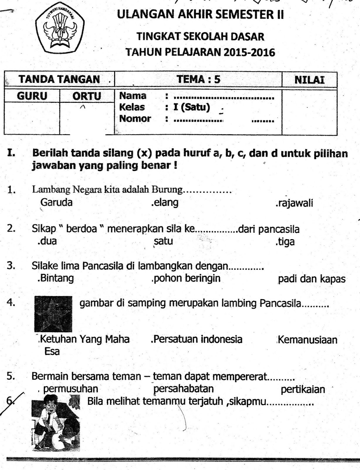 contoh soal mid semester 1 bahasa indonesia kelas 7
