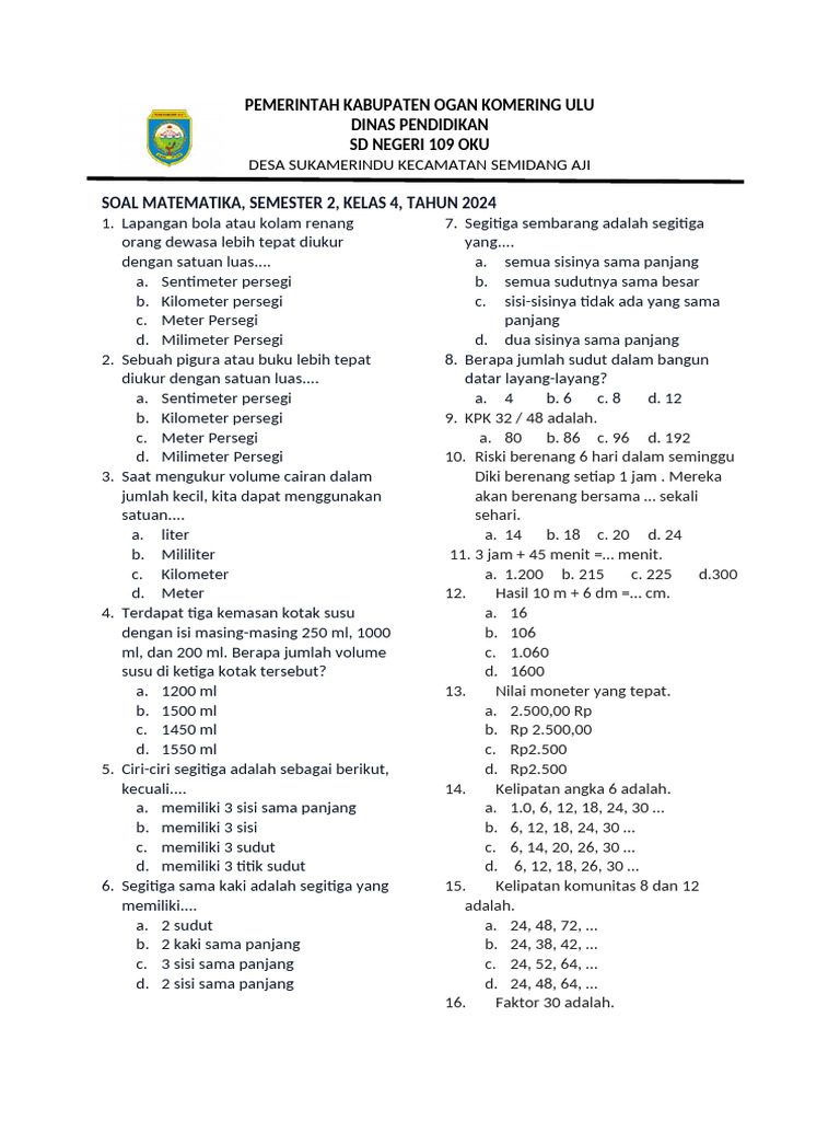 Terbukti 7 Tips Memilih Latihan Soal Kelas 4 SD Semester 2 Dokumen Nilai Meningkat Cepat