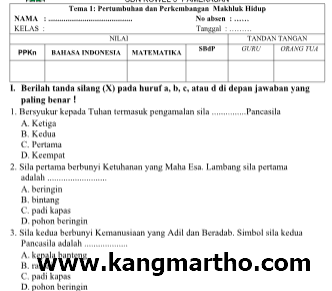 Ternyata Ini Rahasia Jitu Menguasai Latihan Soal PAS Kelas 3 SD Semester 1 Tema 1 Sebelum Terlambat