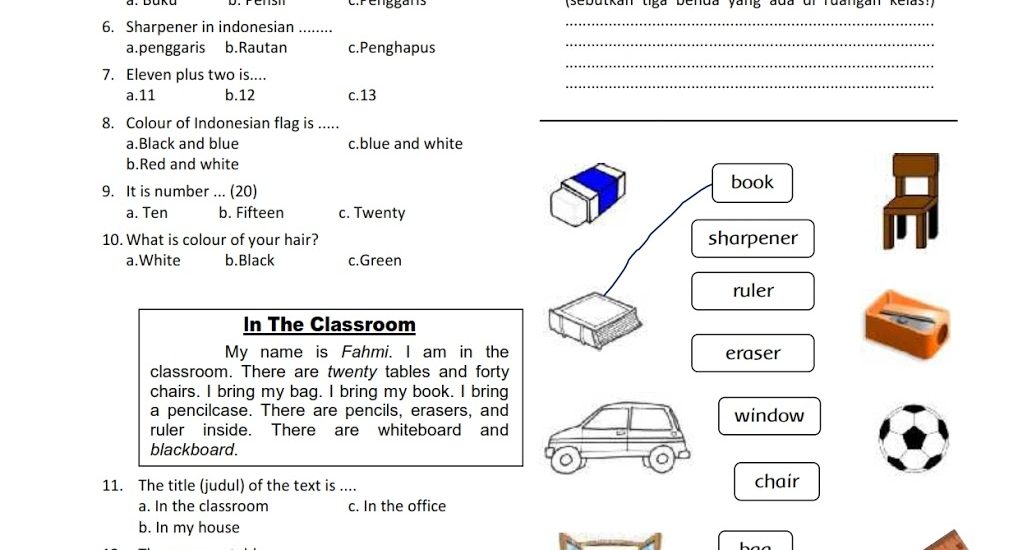 7 Contoh Soal Mid Bahasa Inggris Kelas 1 SD Semester 2 yang Wajib Dilatih Sebelum Ujian