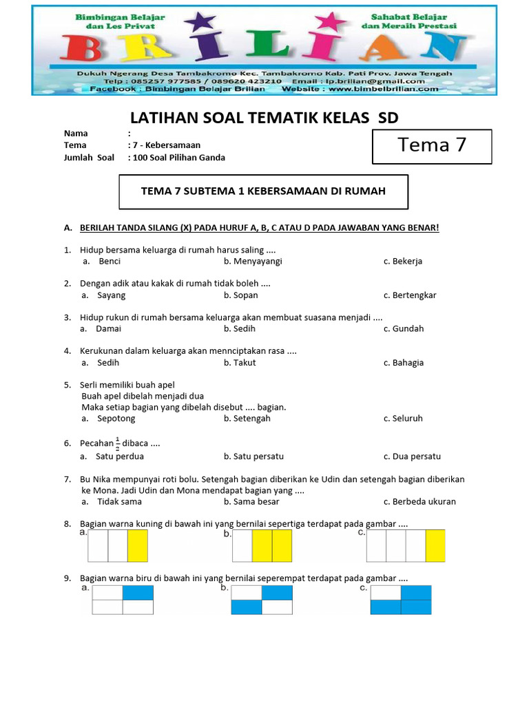 Rahasia Nilai Sempurna dengan Latihan Soal Tematik Kelas 2 Tema 7 Terbaru