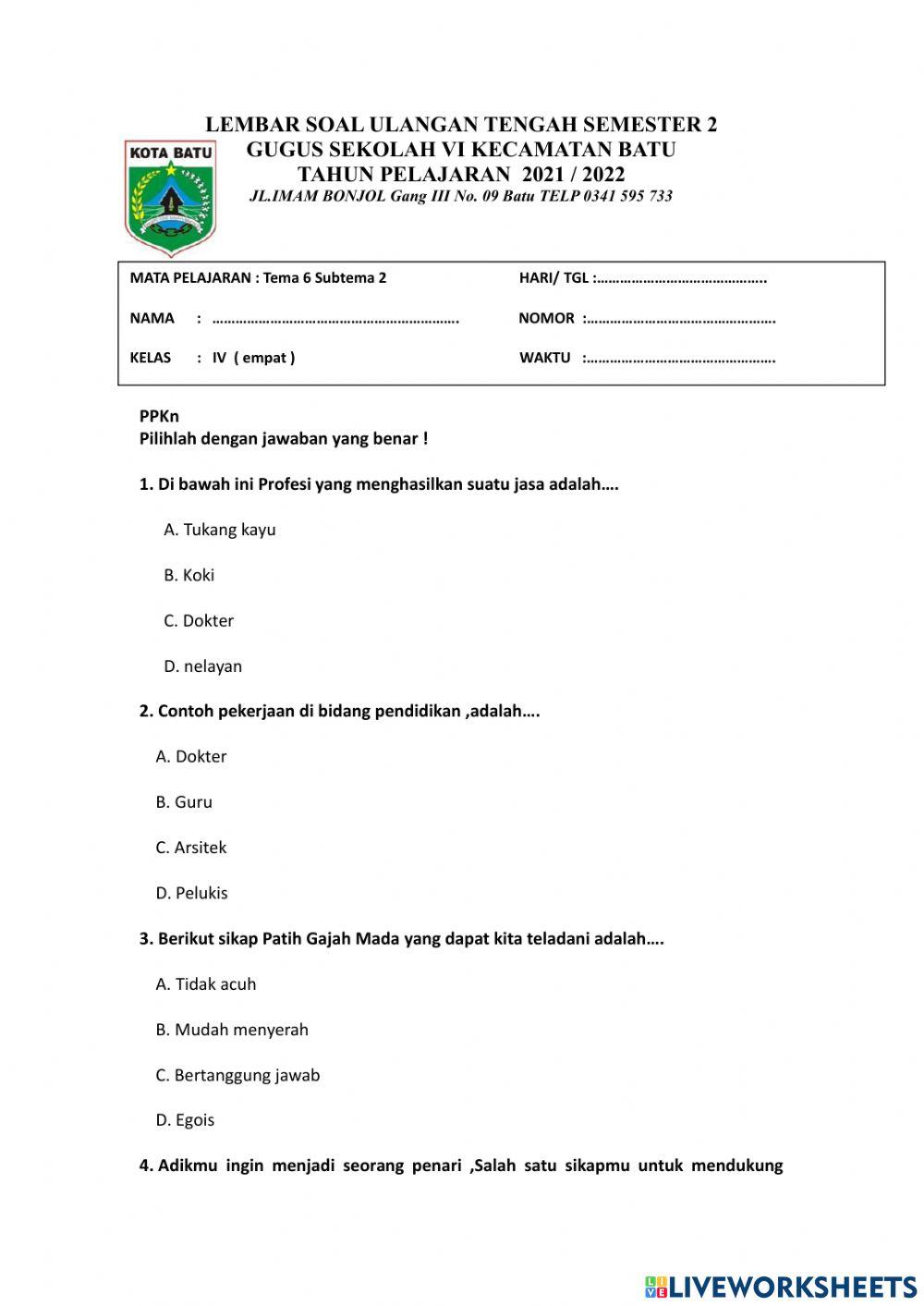 Rahasia Skor Tinggi Lewat Kumpulan soal tema 6 subtema 2 kelas 4 online Terbaru