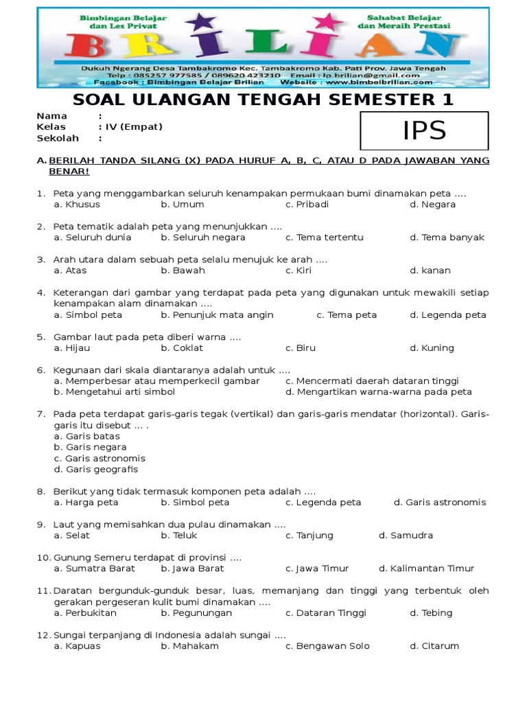 Wajib Tahu! Link Download Soal Ulangan Harian IPS Kelas 4 SD Semester 1 Terbaru